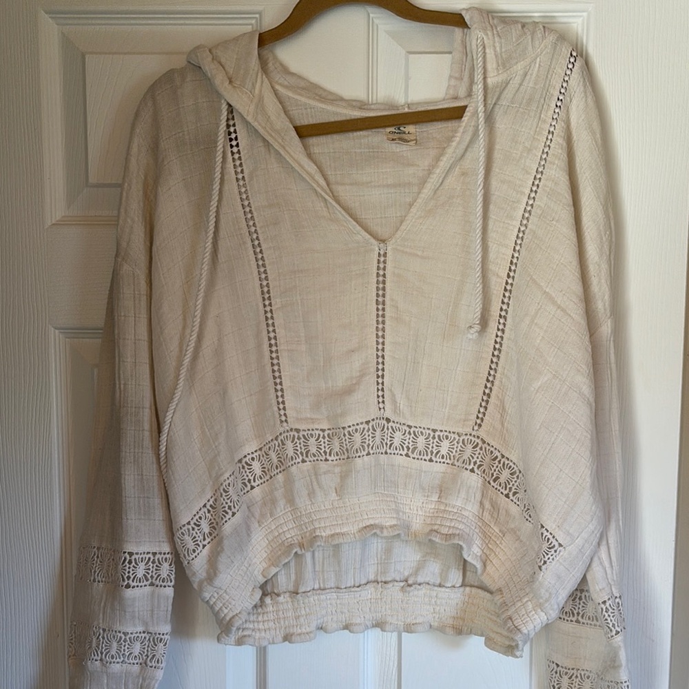 Women's Cream Beachy Hooded Top